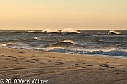 seascape, ocean, clouds, waves, sunset