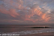 seascape, ocean, clouds, waves, sunset