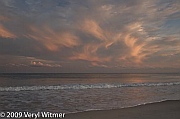 seascape, ocean, clouds, waves, sunset
